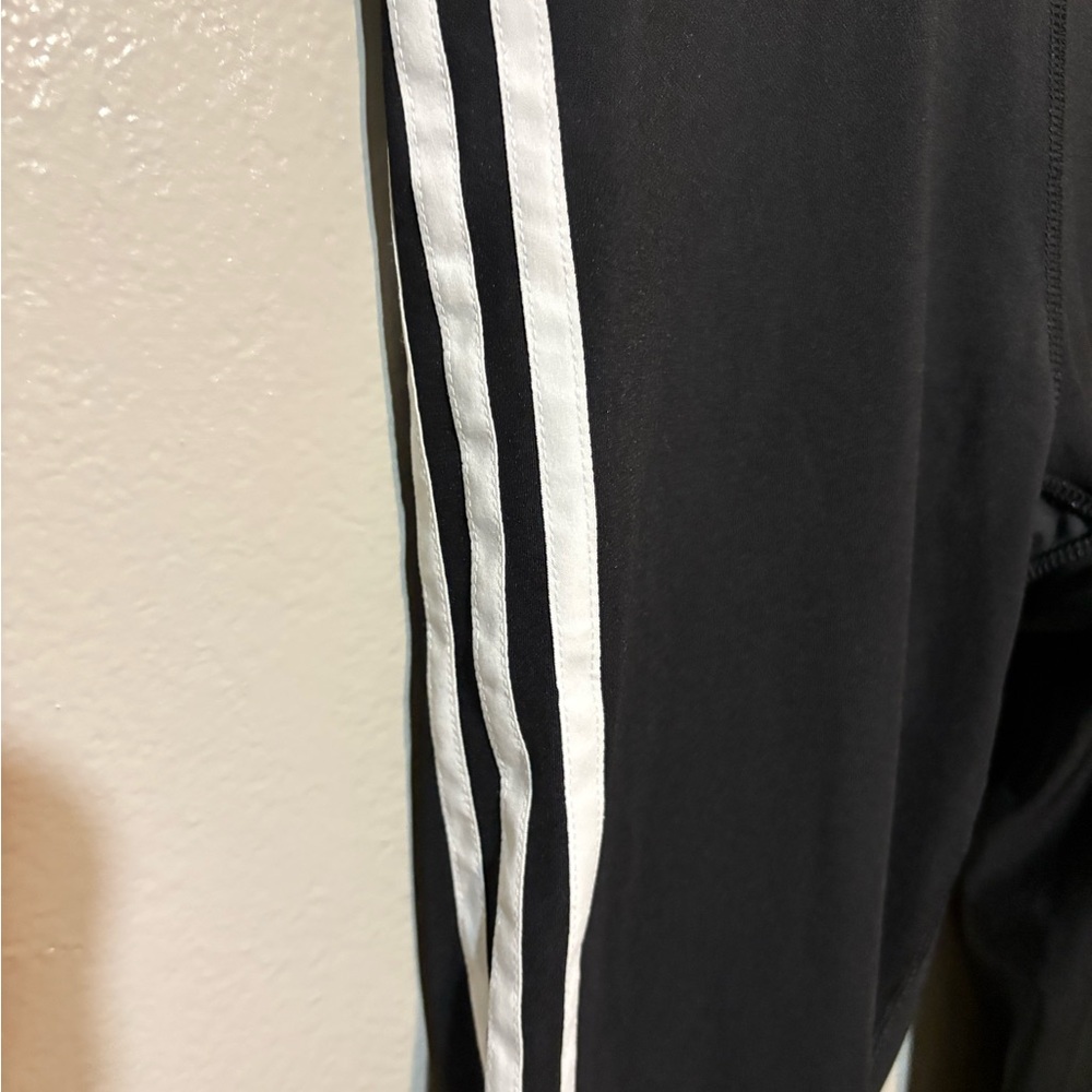 Adidas kids? Black Athletic Leggings with White Stripes - Picture 3 of 16
